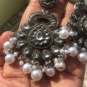 Oxidized Chandbali earrings